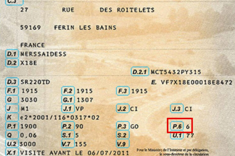 P6 carte grise