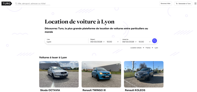 Location voiture Lyon Turo
